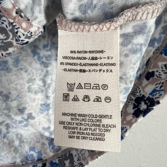 Free People Peasant Top Women's Hollywood Floral V-Neck Ruched Sleeve Top Size S - Picture 9 of 10